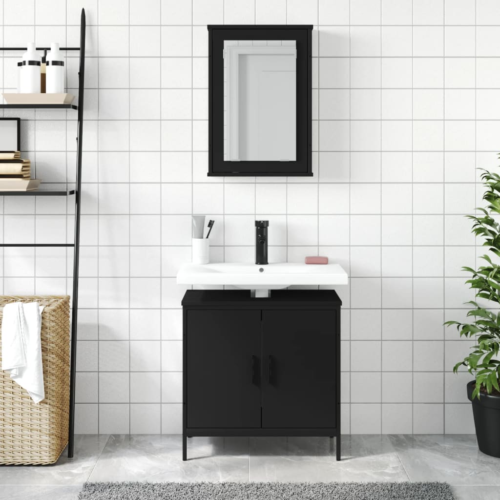 Set Mobili da Bagno 2 pz Grigio Sonoma in Legno Multistrato - immagine 3
