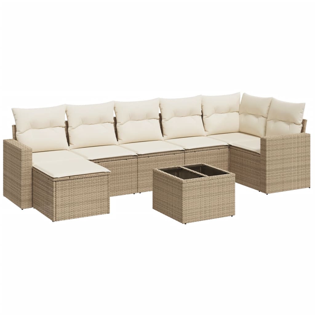Set Divani da Giardino 8 pz con Cuscini Marrone in Polyrattan - immagine 2