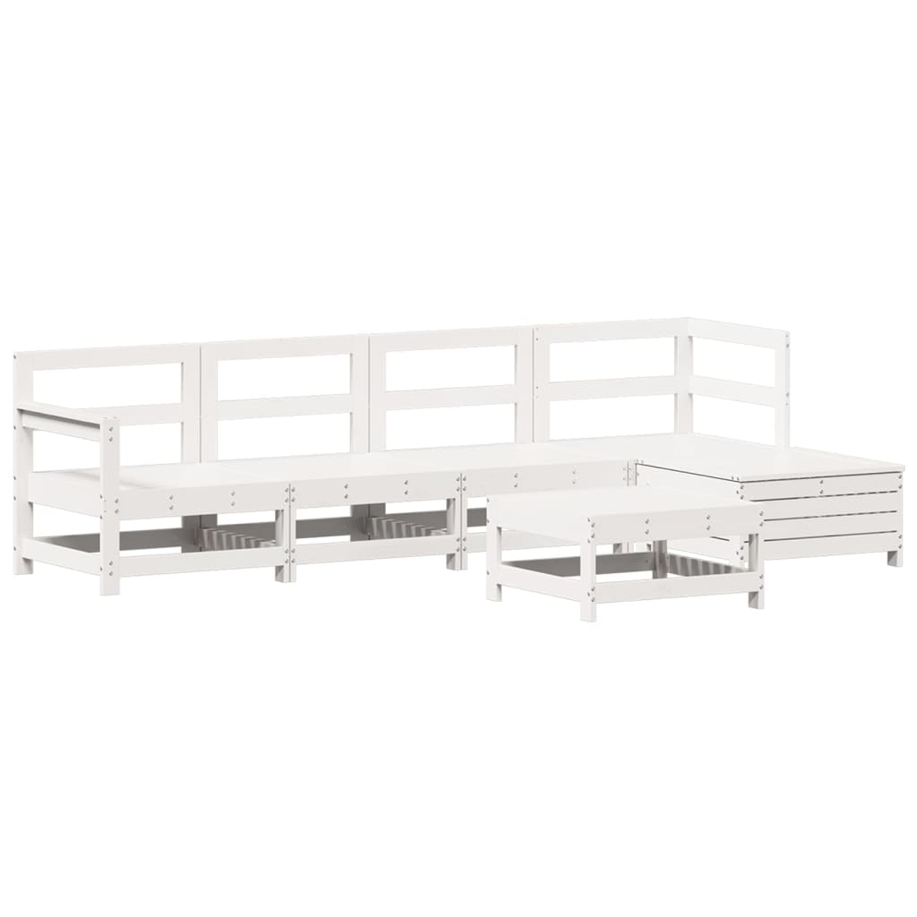 Set Divani da Giardino 6 pz Bianco in Legno Massello di Pino - immagine 2
