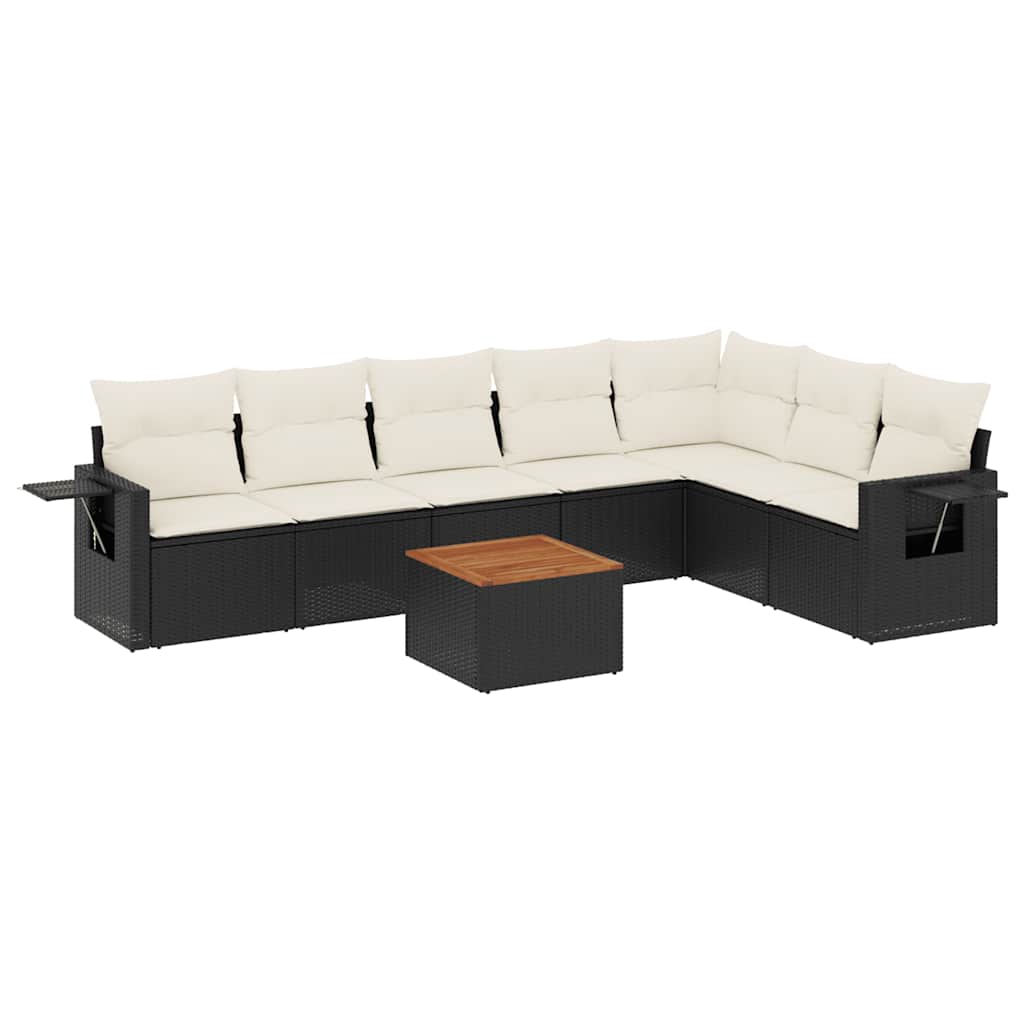 Set Divani da Giardino con Cuscini 8 pz Nero in Polyrattan - immagine 2