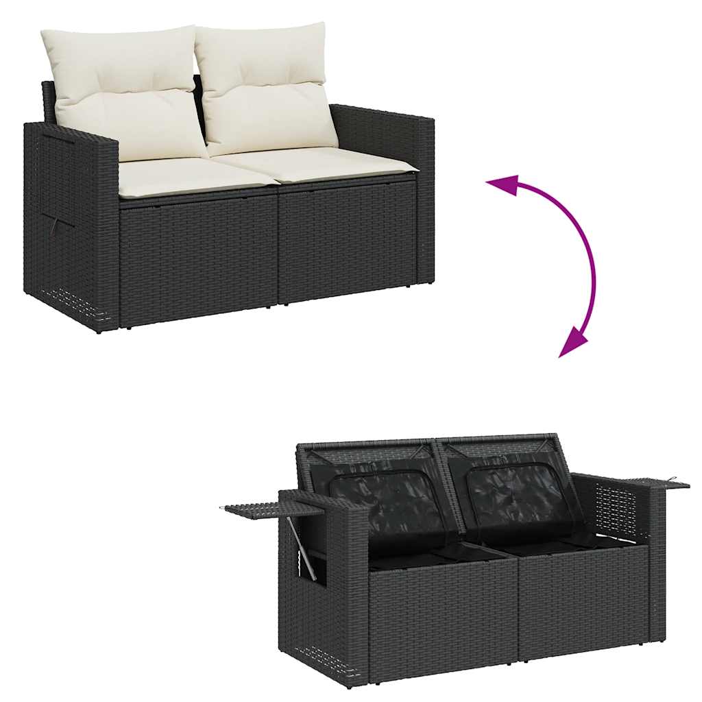 Set Divano da Giardino 6 pz con Cuscini Nero in Polyrattan - immagine 7