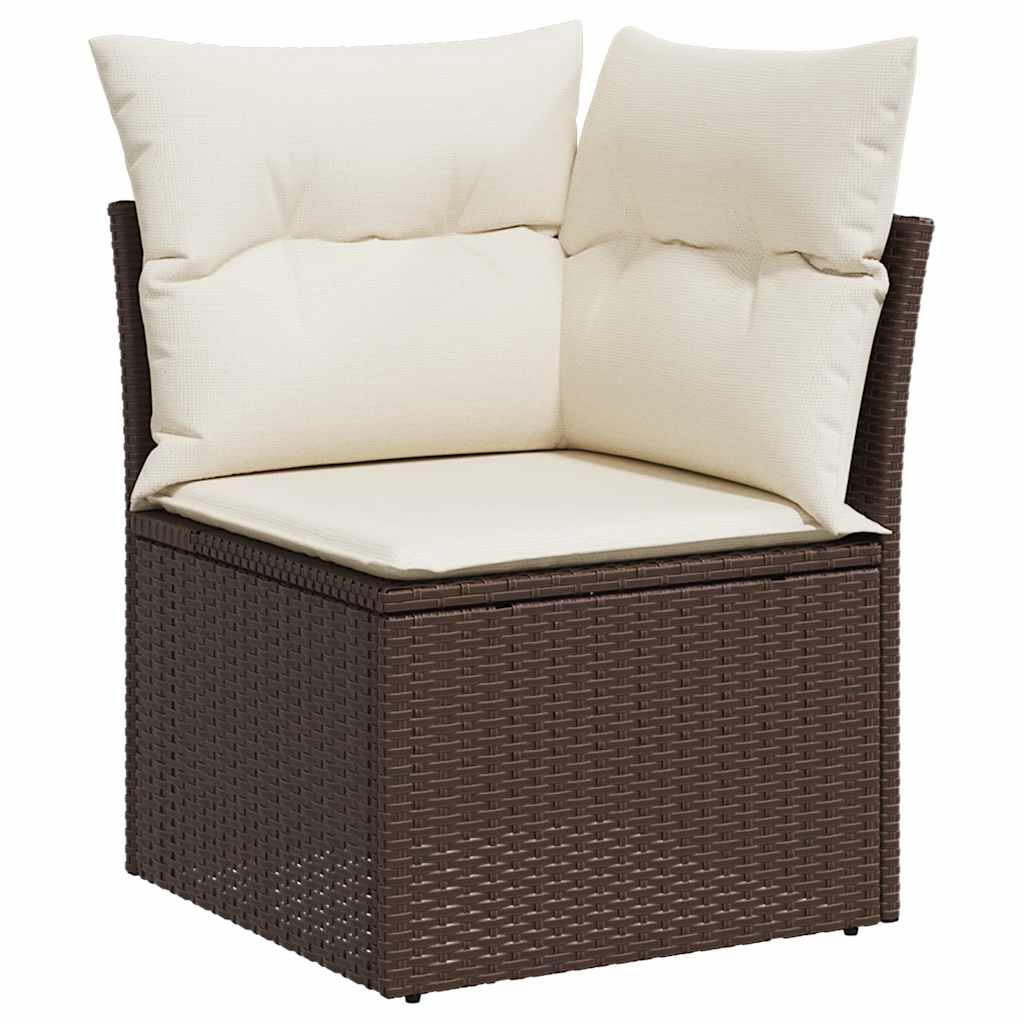 Set Divani da Giardino 7 pz con Cuscini Marrone in Polyrattan - immagine 3