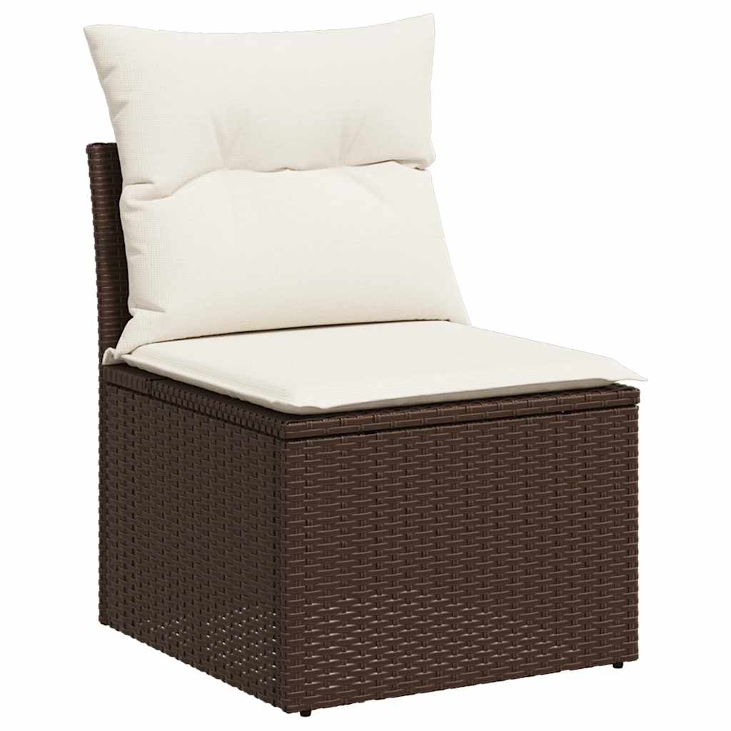 Set Divani da Giardino 7 pz con Cuscini Marrone in Polyrattan - immagine 4