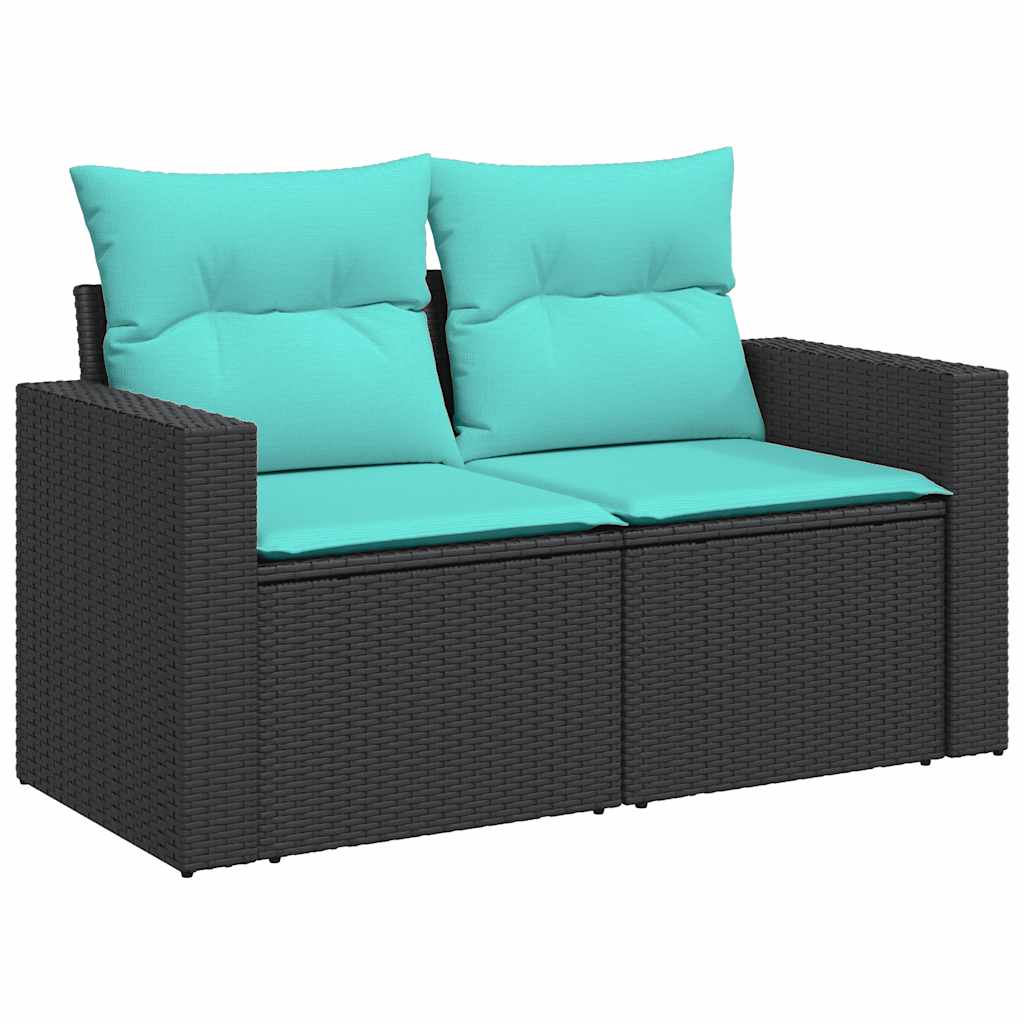 Set Divani da Giardino 4 pz con Cuscini Nero in Polyrattan - immagine 4