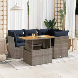 Set Divani da Giardino 5 pz con Cuscini in Polyrattan Nero