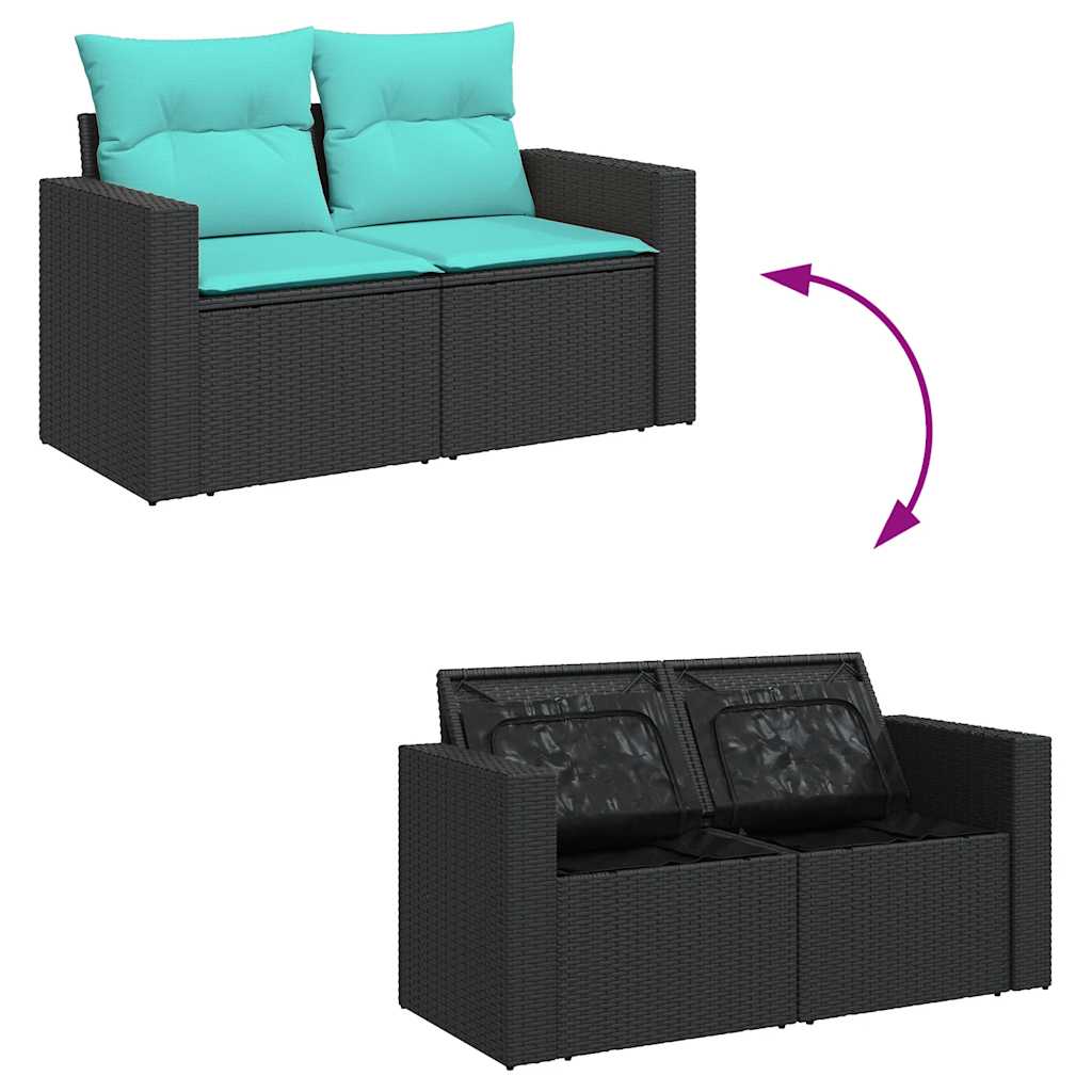 Set Divano da Giardino 6 pz con Cuscini Nero in Polyrattan - immagine 7