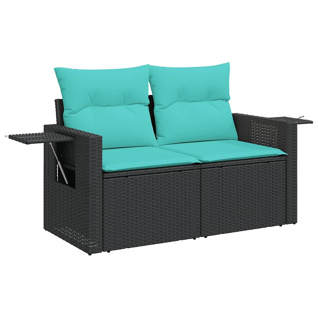 Set Divani da Giardino 5 pz con Cuscini in Polyrattan Nero - immagine 4