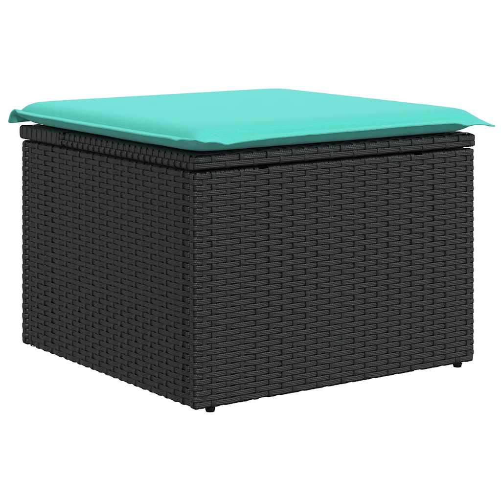 Set Divano da Giardino 6 pz con Cuscini Nero Polyrattan Acacia - immagine 4