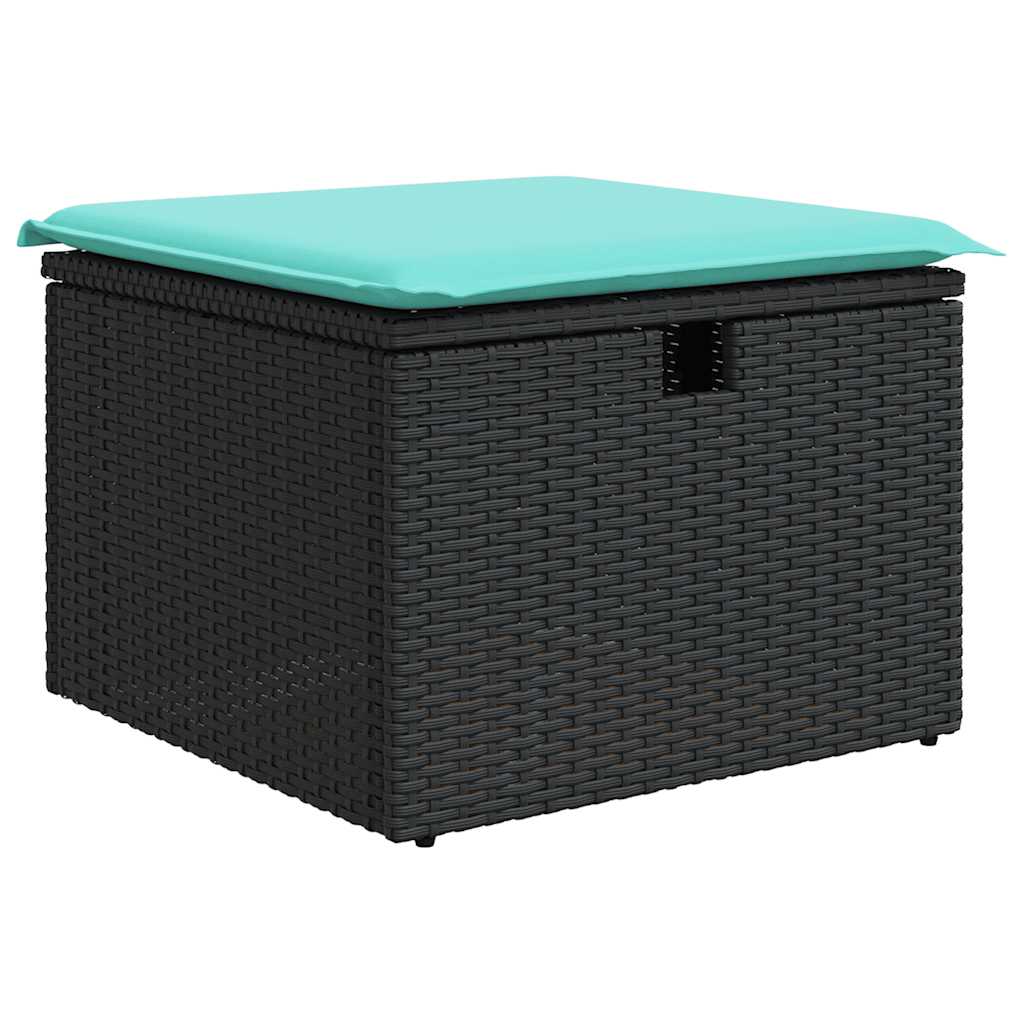 Set Divano da Giardino 6 pz con Cuscini Nero Polyrattan Acacia - immagine 4
