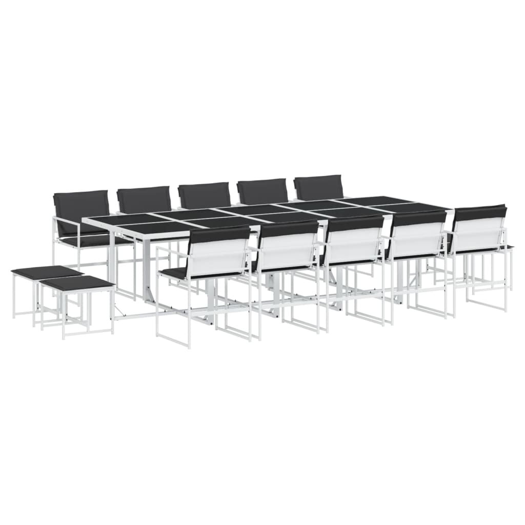 Set da Pranzo da Giardino 9 pz con Cuscini Bianco in Textilene - immagine 2