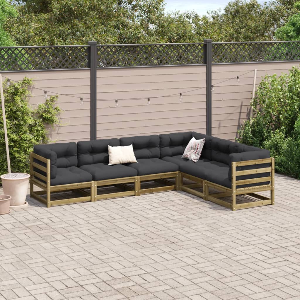 Set Divani da Giardino 6pz con Cuscini Legno Impregnato di Pino - immagine 3