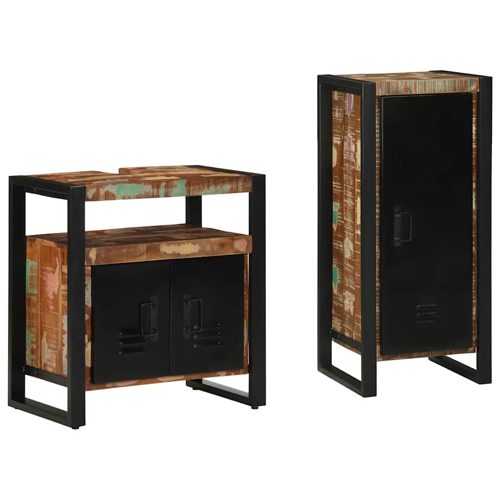 Set di mobili per il bagno 2 pcs Legno massello riciclato - immagine 2