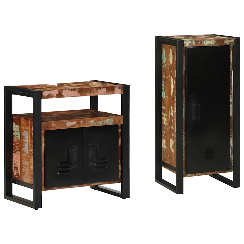 Set di mobili per il bagno 2 pcs Legno massello riciclato - immagine 3