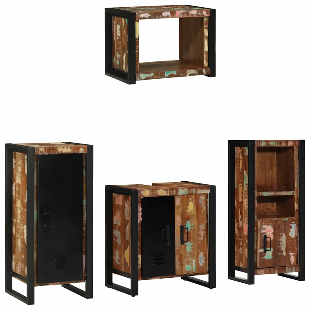Set di mobili per il bagno 4 pcs Legno Recuperato Massello - immagine 8