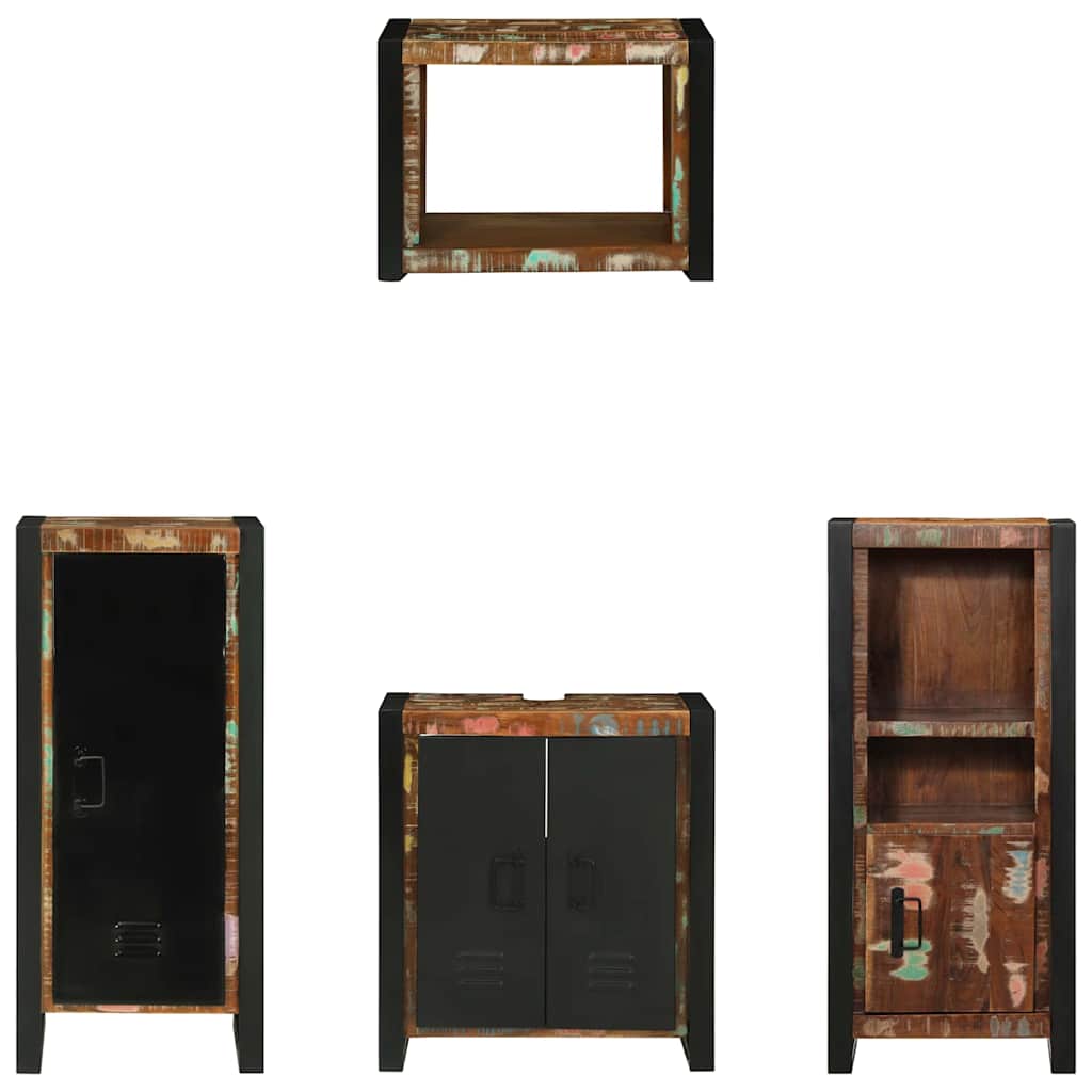 Set di mobili per il bagno 4 pcs Legno Recuperato Massello - immagine 7