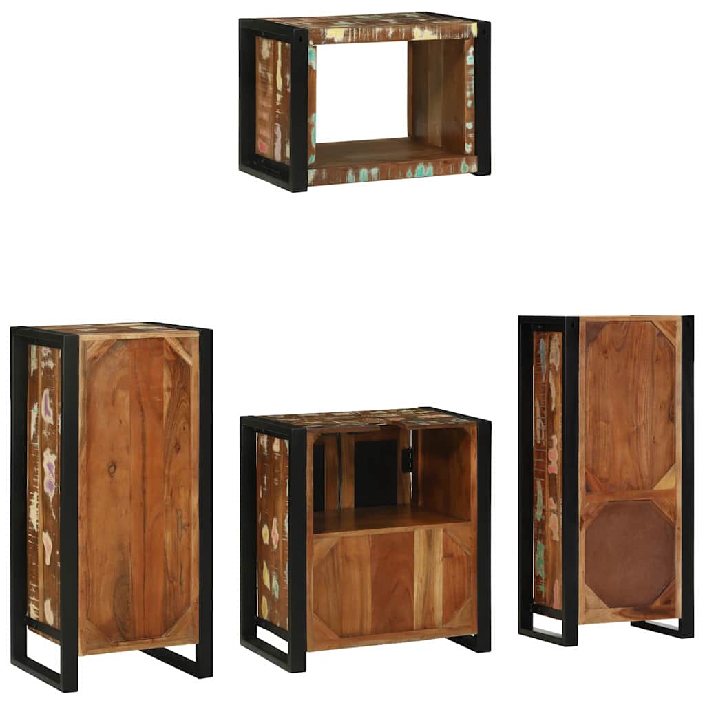 Set di mobili per il bagno 4 pcs Legno Recuperato Massello - immagine 8