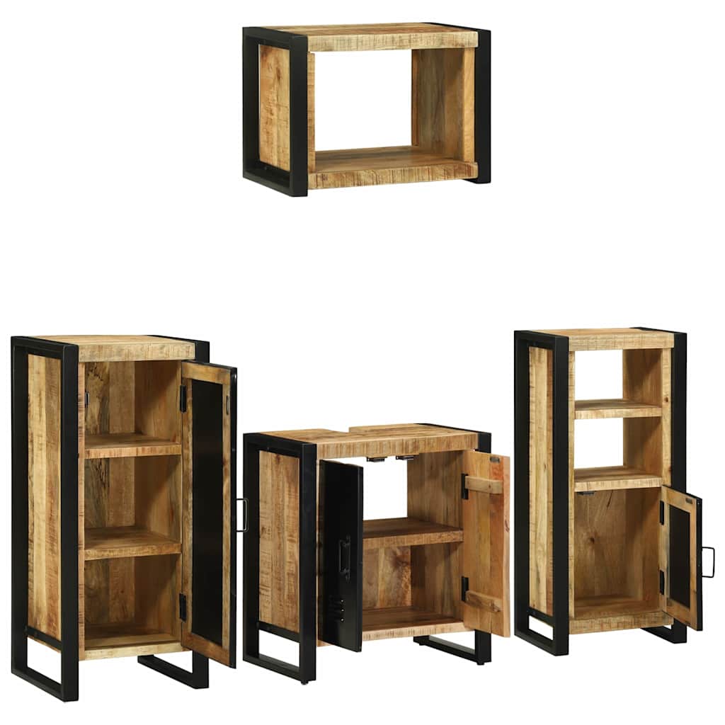 Set di mobili per il bagno 4 pcs Legno di mango massello - immagine 3