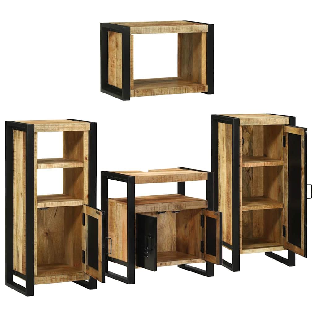 Set di mobili per il bagno 4 pcs Legno di mango massello - immagine 4