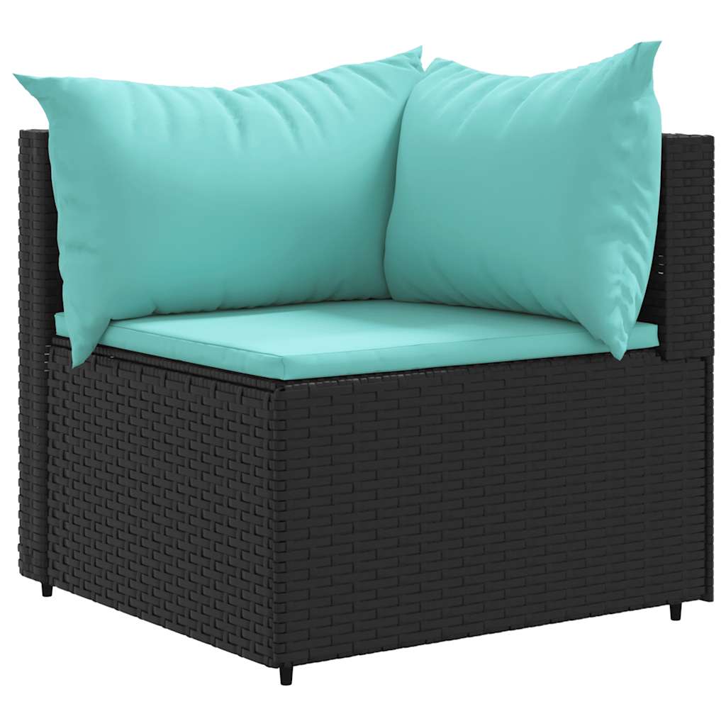 Set Divani da Giardino 5 pz con Cuscini Nero in Polyrattan - immagine 4