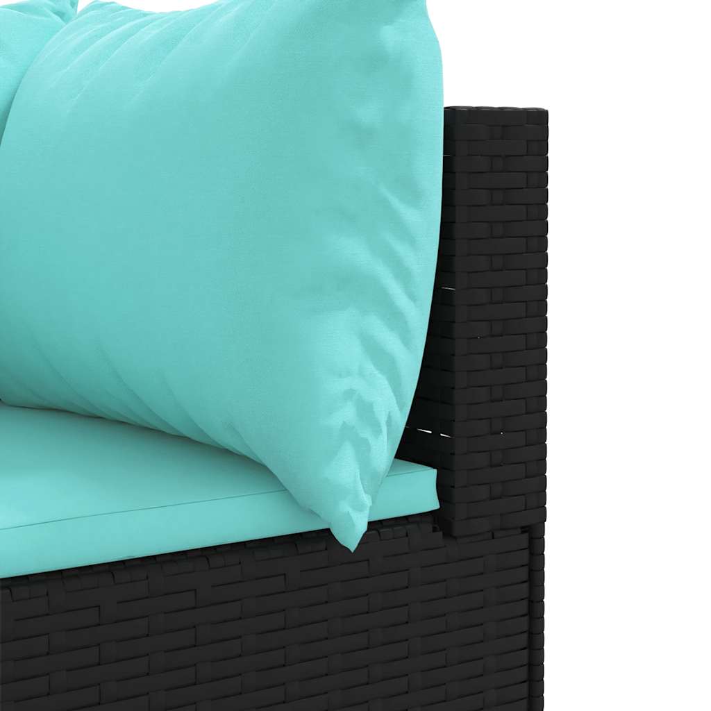 Set Divani da Giardino 5 pz con Cuscini Nero in Polyrattan - immagine 6