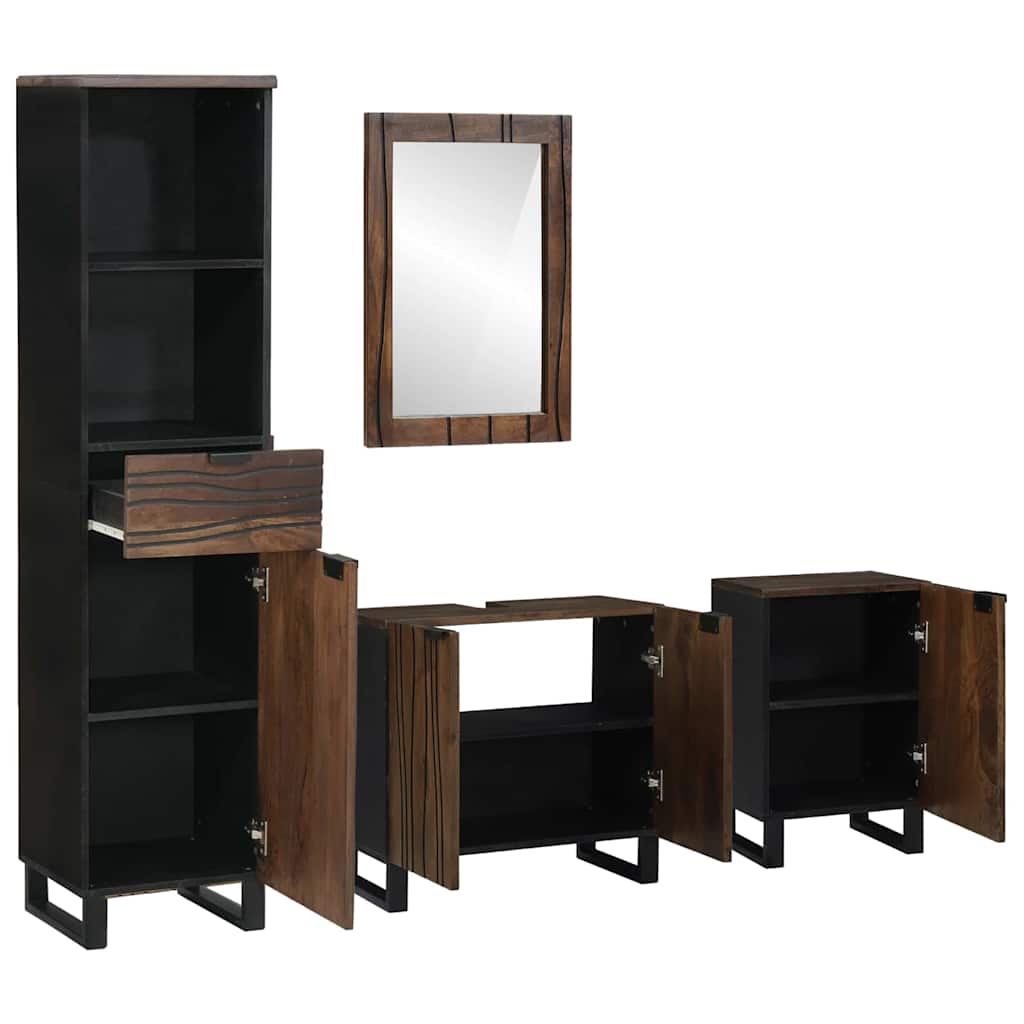 Set di mobili per il bagno 4 pcs Bianco Legno multistrato - immagine 2