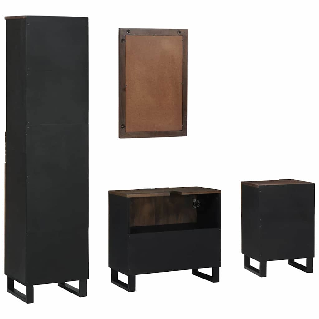 Set di mobili per il bagno 4 pcs Bianco Legno multistrato - immagine 8