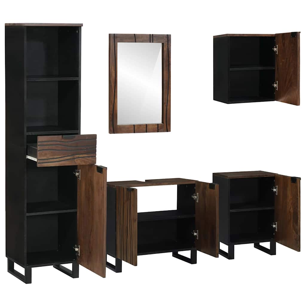 Set di mobili per il bagno 5 pcs Bianco Legno multistrato - immagine 2