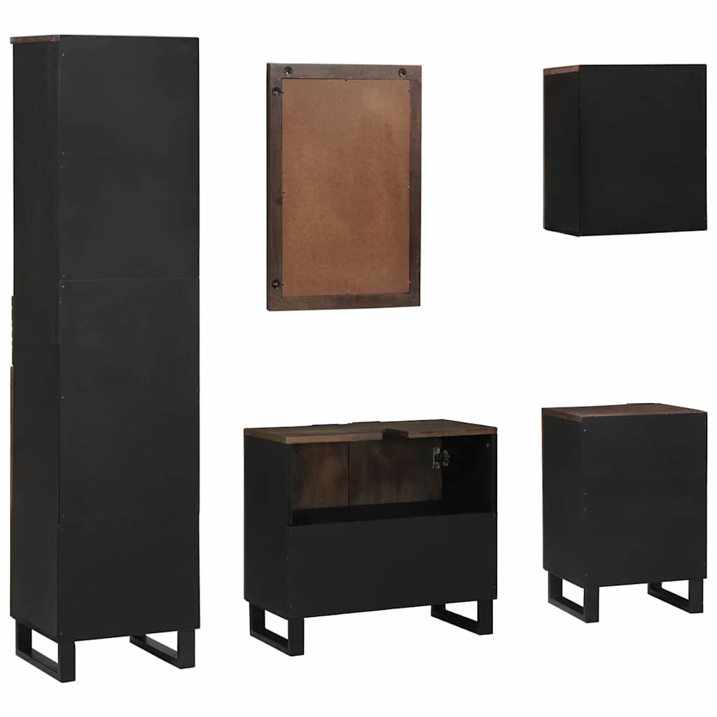 Set di mobili per il bagno 5 pcs Bianco Legno multistrato - immagine 9