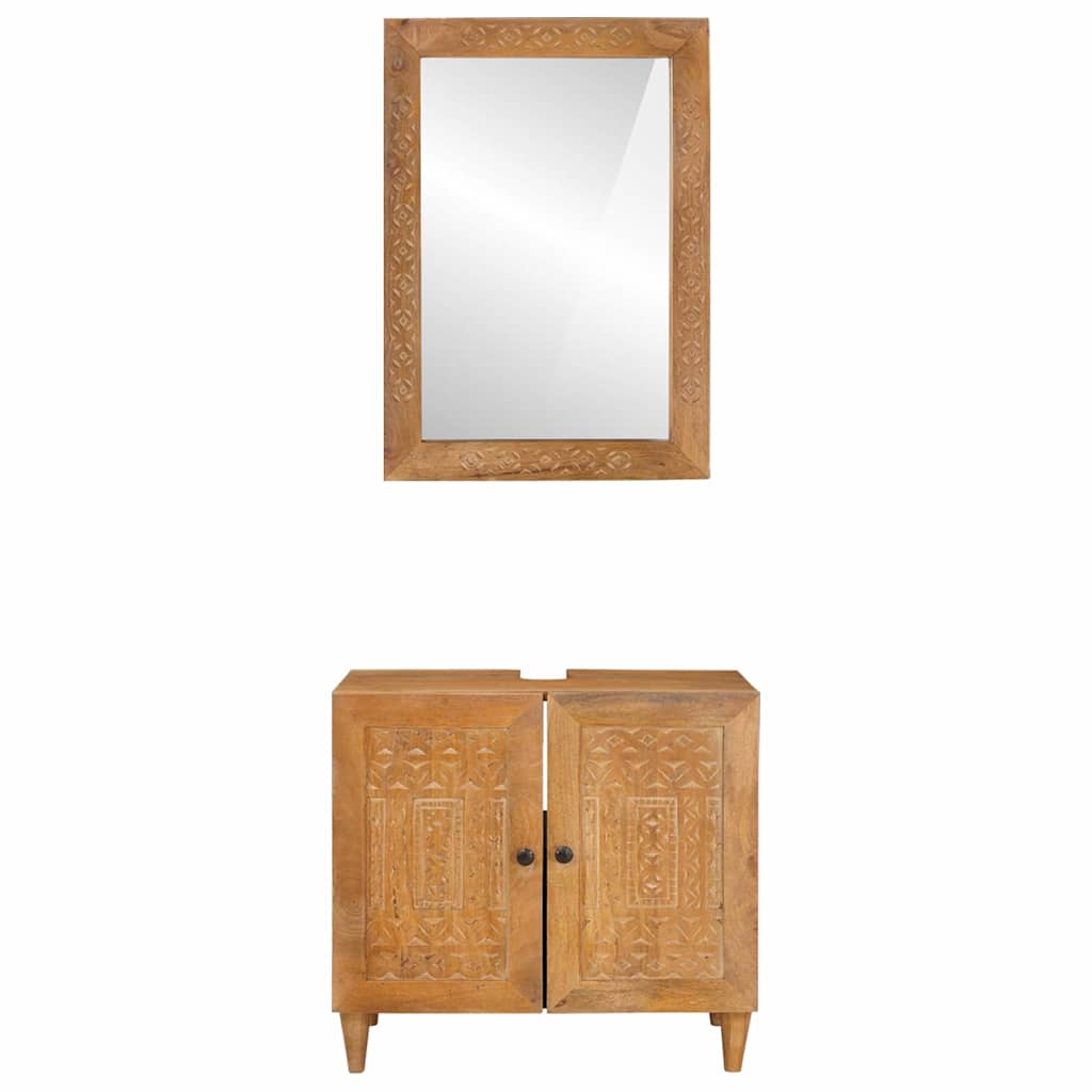 Set di mobili per il bagno 2 pcs Bianco Legno multistrato - immagine 5