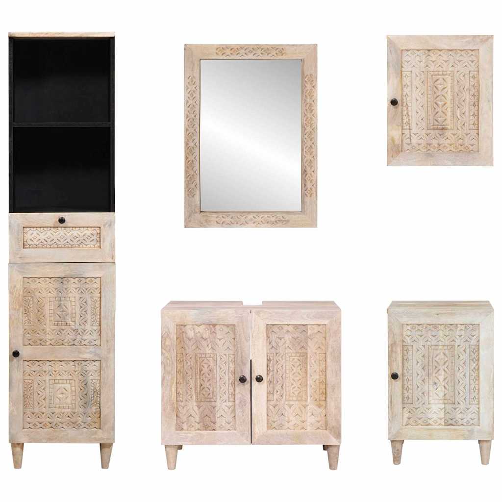 Set di mobili per il bagno 5 pcs Bianco Legno multistrato - immagine 8