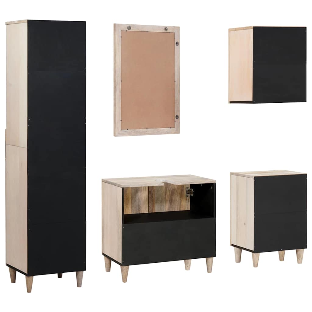 Set di mobili per il bagno 5 pcs Bianco Legno multistrato - immagine 9