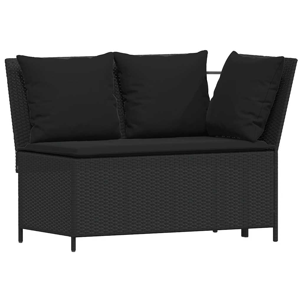 Set da Pranzo da Giardino 4 pz con Cuscini Nero in Polyrattan - immagine 4
