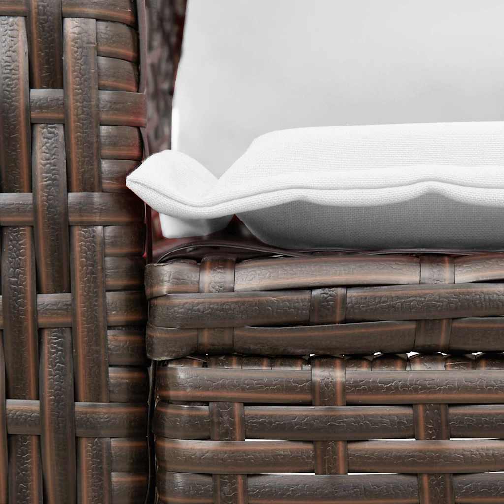 Sedia a Dondolo da Giardino con Cuscini in Polyrattan Marrone - immagine 6