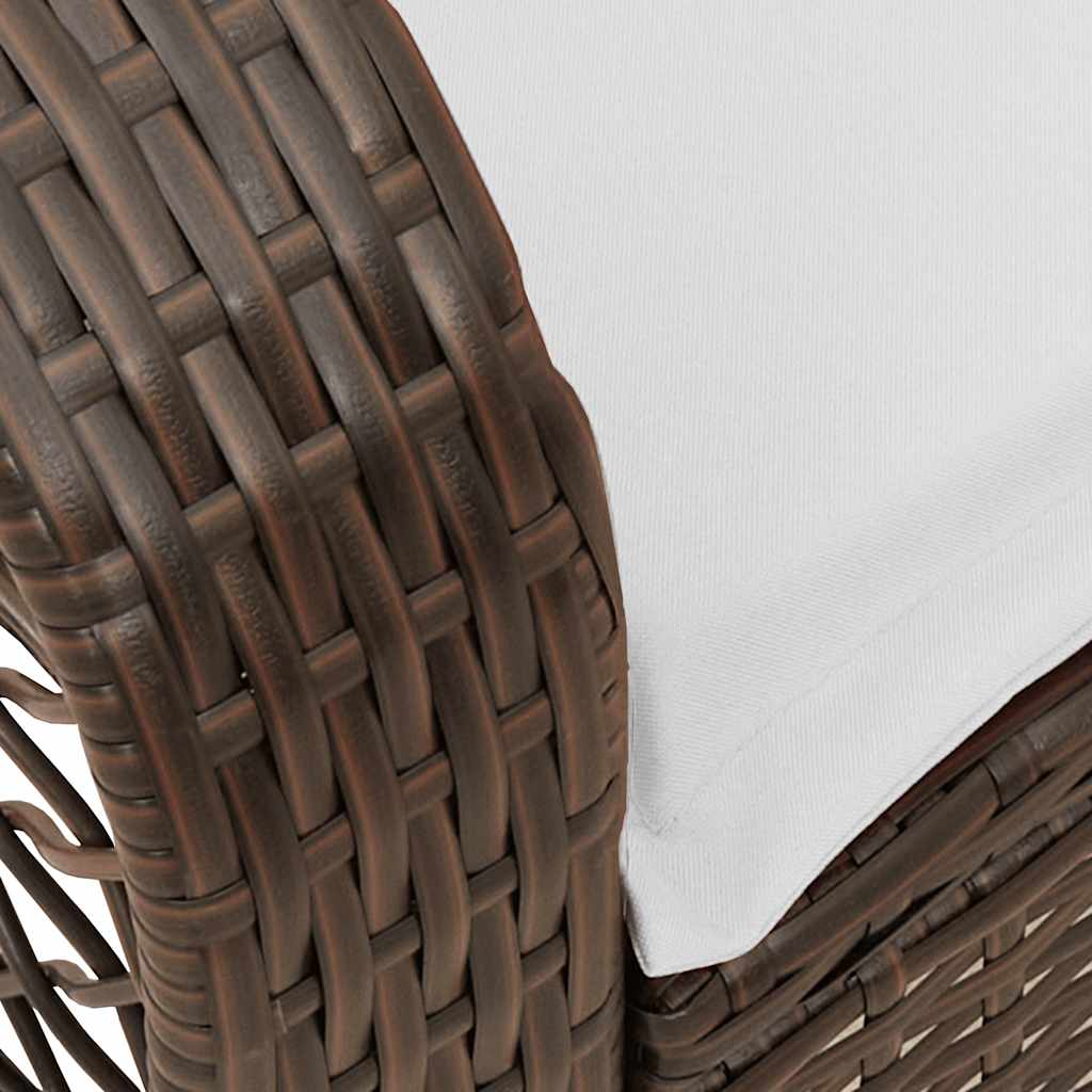 Sedia a Dondolo da Giardino con Cuscini in Polyrattan Marrone - immagine 7