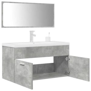 Set Mobili da Bagno 3 pz Grigio Cemento in Legno Multistrato