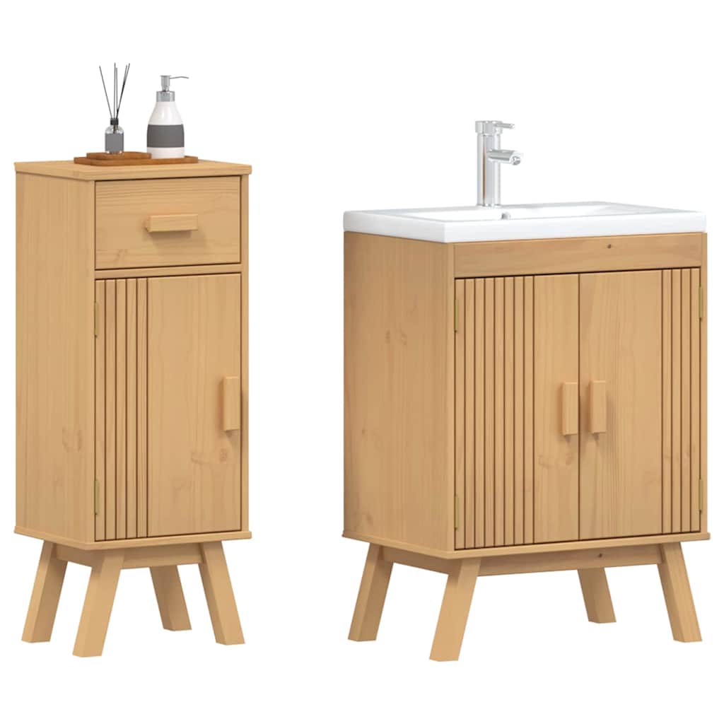 Set di Mobili da Bagno 2 pcs Marrone 114 x 43 x 73.5 cm - immagine 3