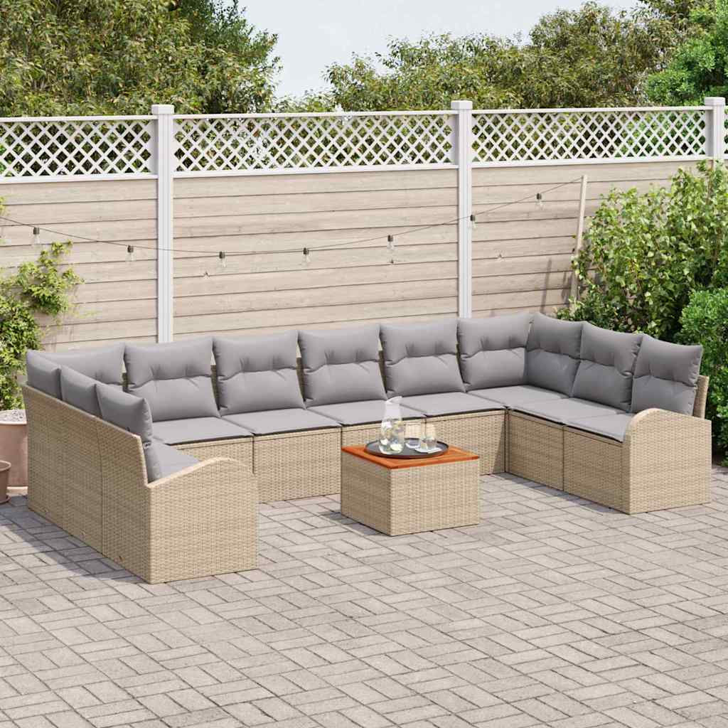 Set Divano da Giardino con cuscino 11 pcs Grigio Poly Rattan - immagine 3
