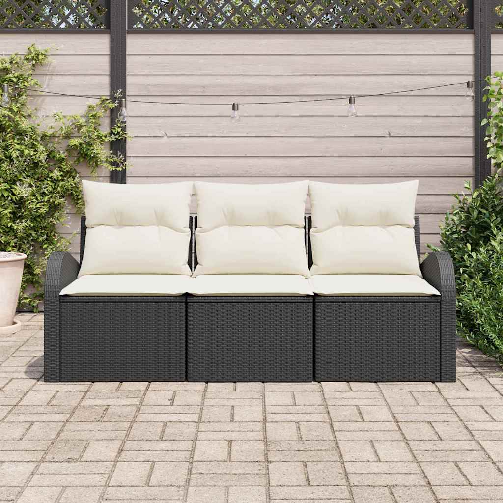 Set Divano da Giardino con cuscino 3 pcs Grigio Poly Rattan - immagine 3