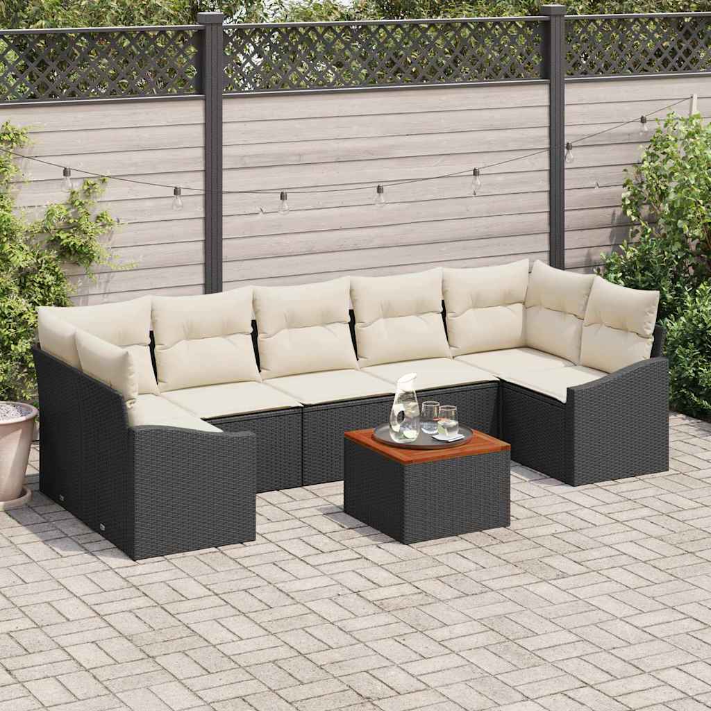 Set Divano da Giardino 8 pcs Nero