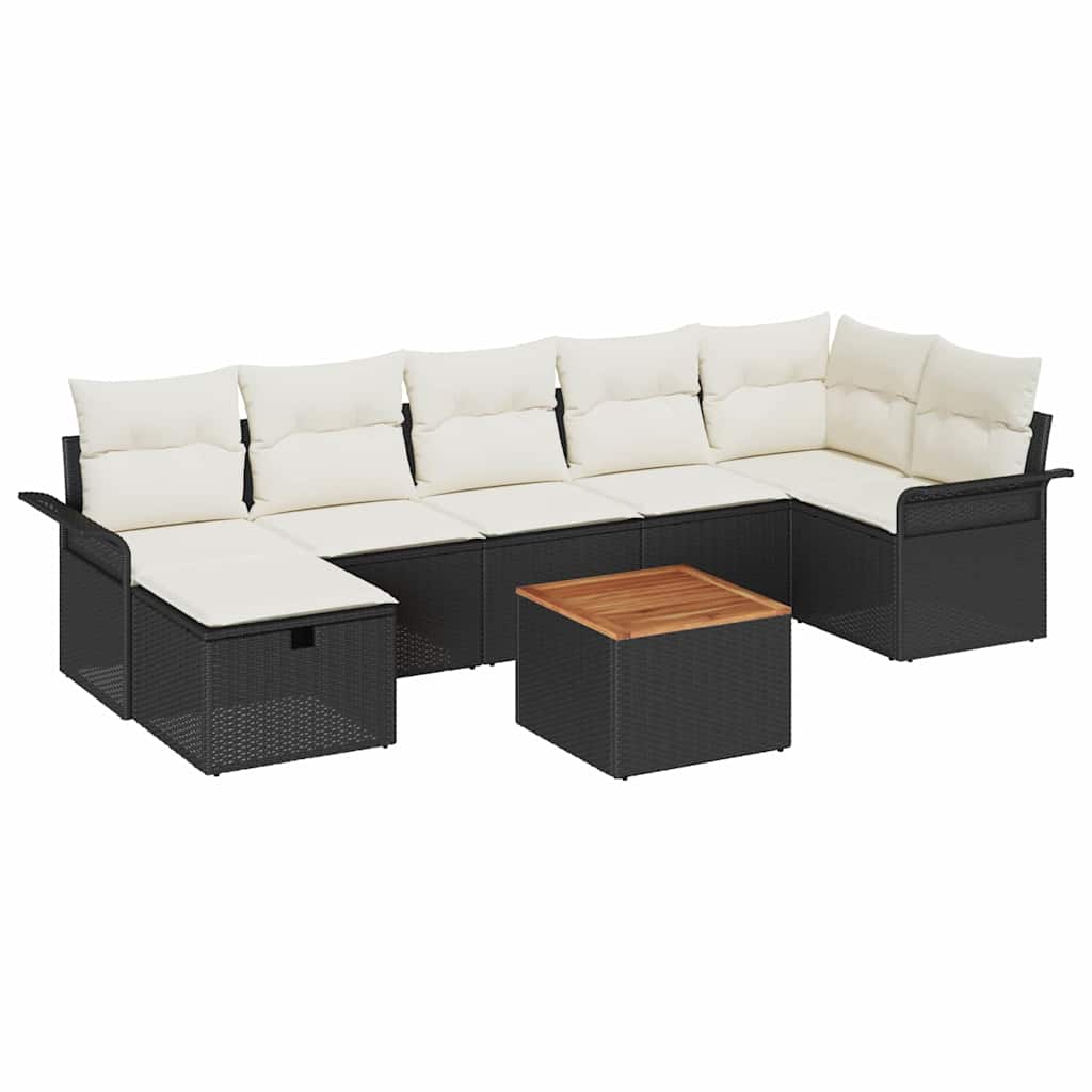 Set Divano da Giardino 8 pcs Nero polyrattan - immagine 2