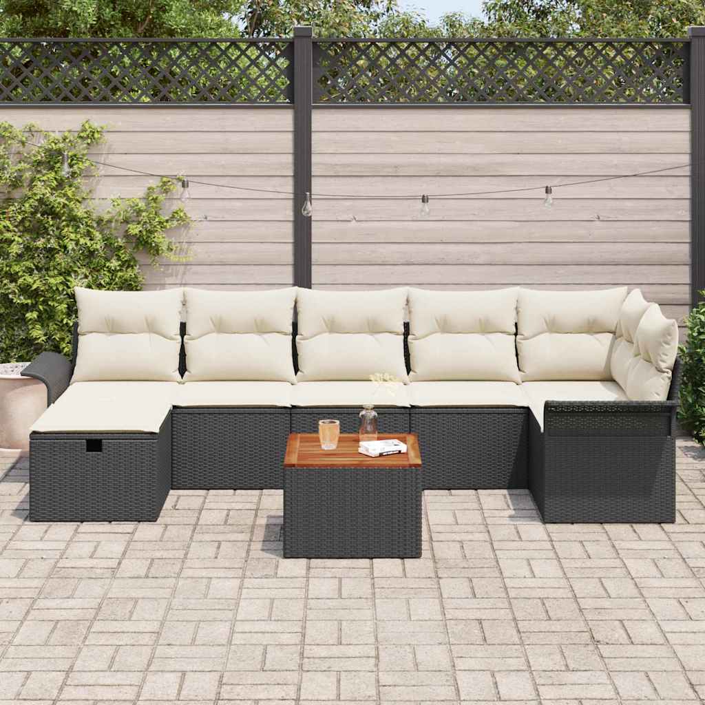 Set Divano da Giardino 8 pcs Nero polyrattan - immagine 3