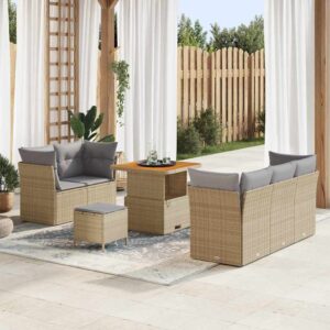 Set Divano da Giardino 8 pcs Beige polyrattan