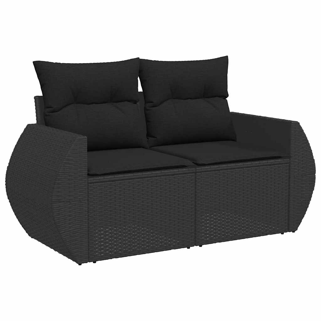 Set Divano da Giardino con cuscino 9 pcs Nero polyrattan - immagine 6