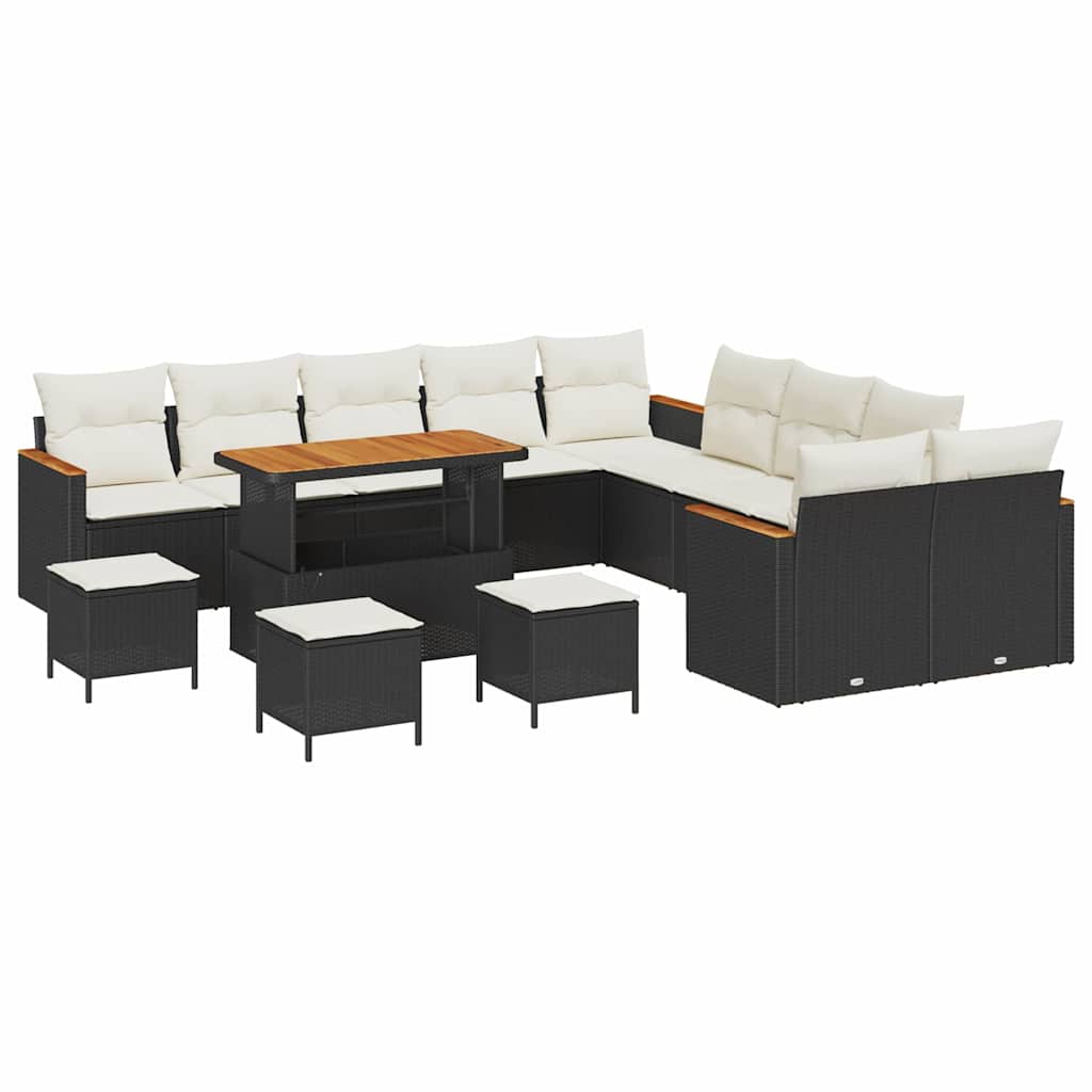 Set Divano da Giardino con cuscino Nero Poly Rattan - immagine 2