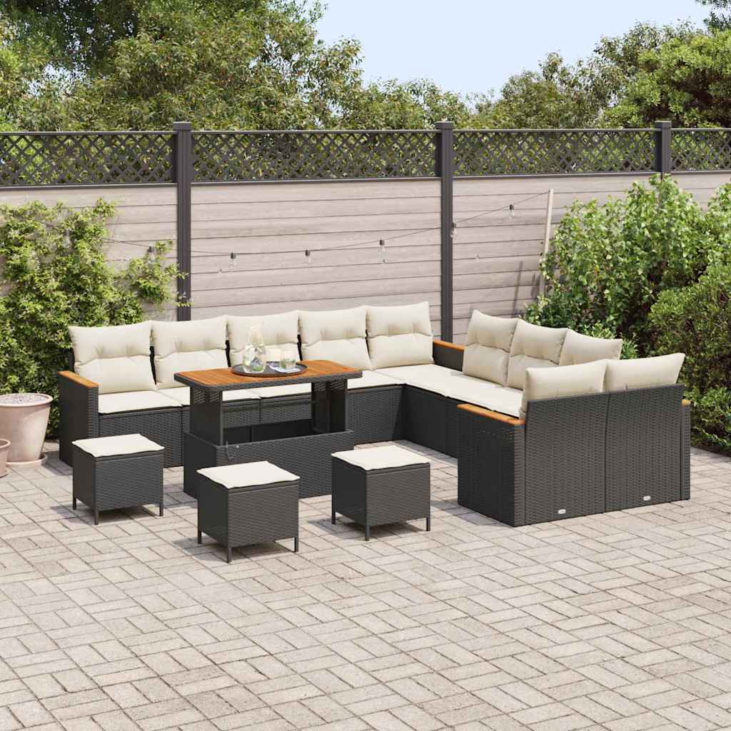 Set Divano da Giardino con cuscino Nero Poly Rattan - immagine 3