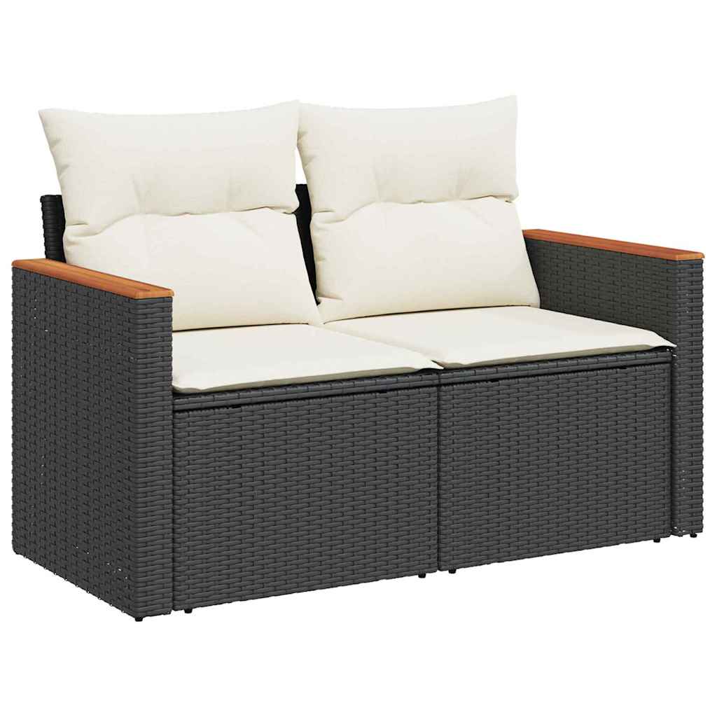 Set Divano da Giardino con cuscino Nero Poly Rattan - immagine 5