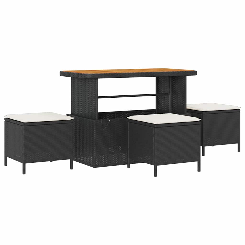 Set Divano da Giardino con cuscino Nero Poly Rattan - immagine 6