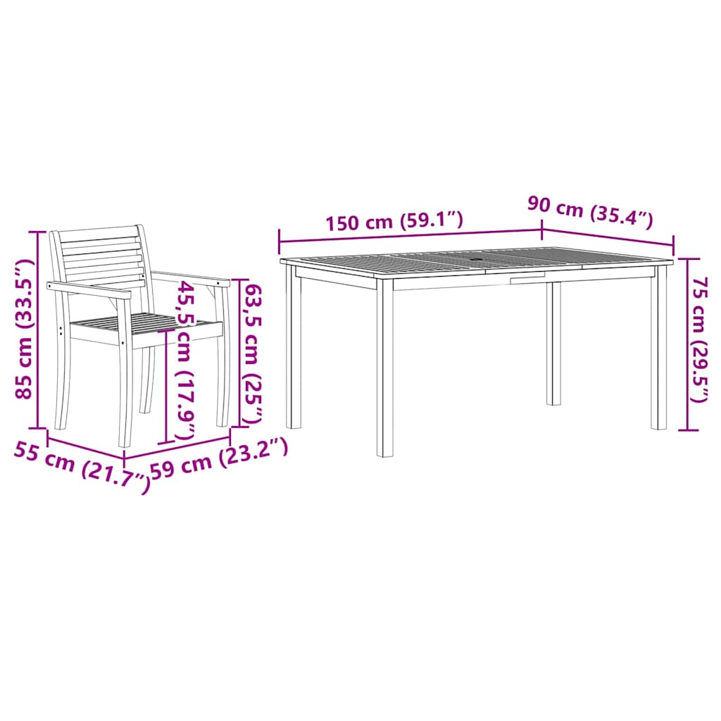 Set da Pranzo per Giardino 5 pcs Marrone - immagine 9
