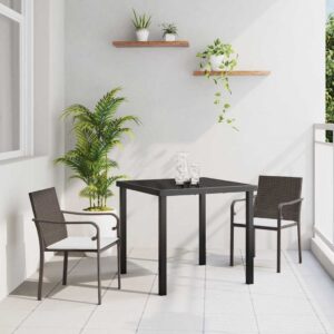 Set da Pranzo per Giardino 3 pcs Marrone Poly Rattan