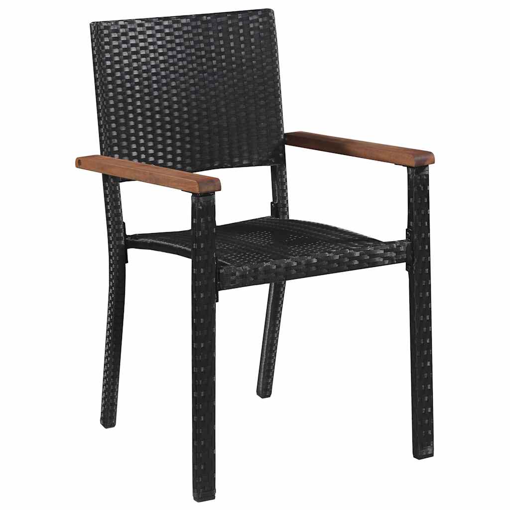Set da Pranzo per Giardino 3 pcs Nero Poly Rattan - immagine 5